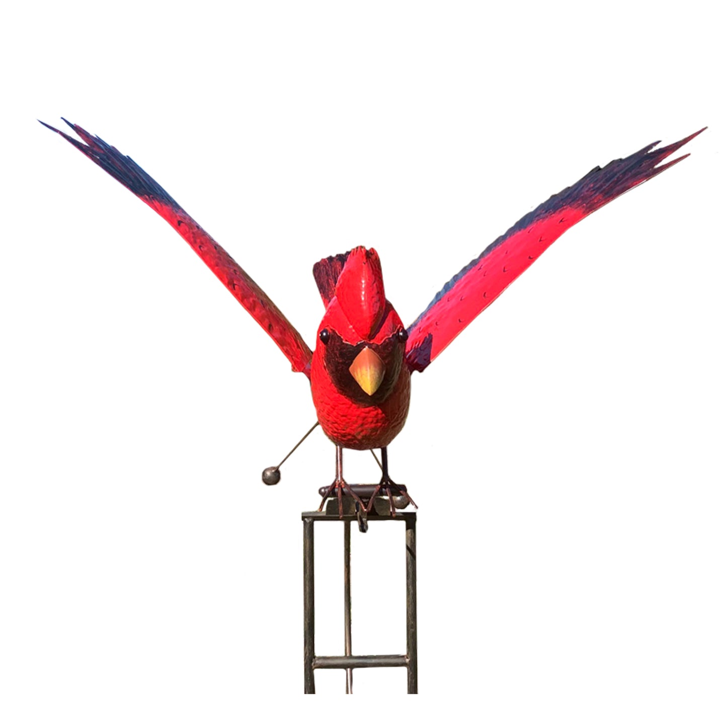 Esschert Metal Cardinal Rocker Stake – Medium Kinetic Garden Bird (54” H)